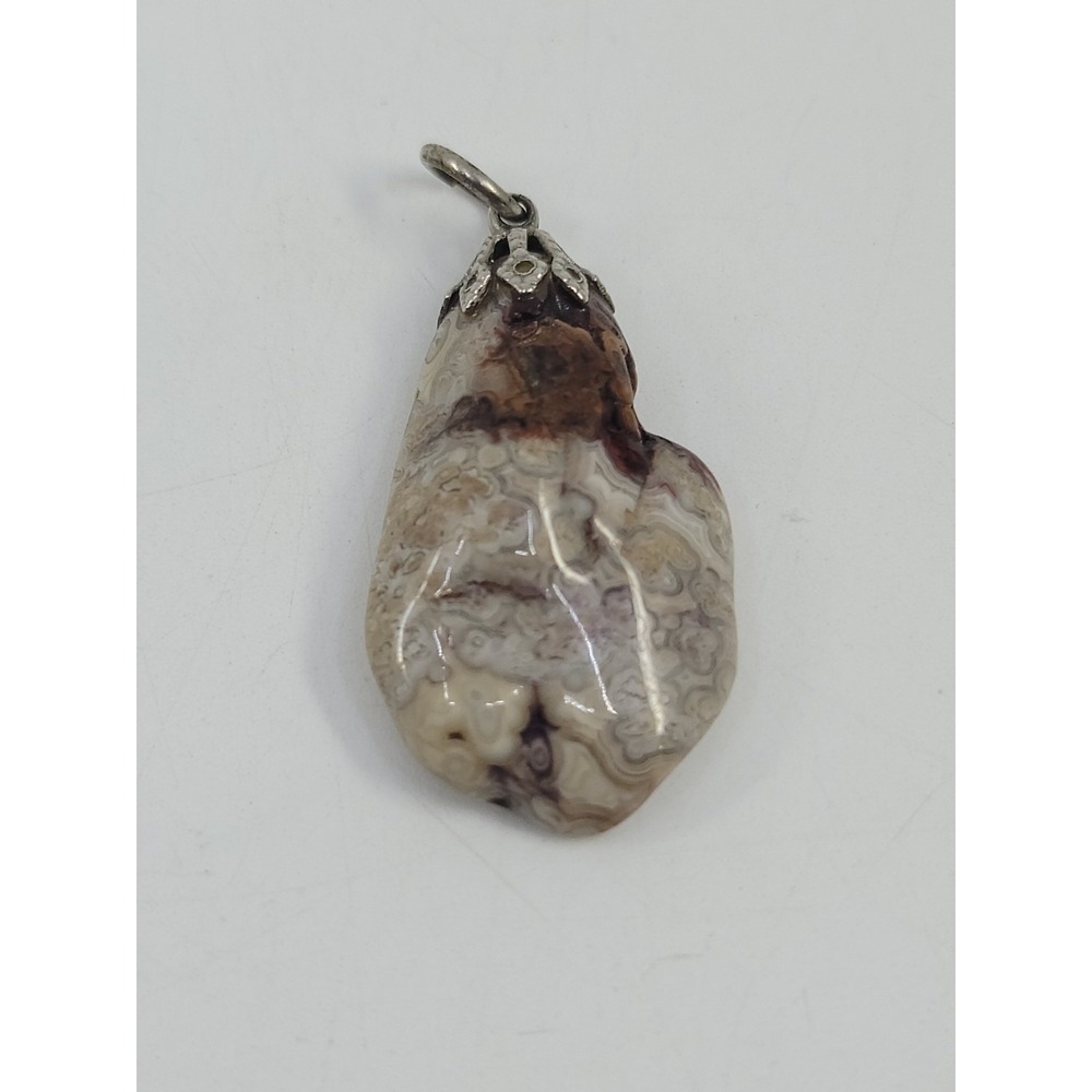 Crazy Lace Agate Polished Natural Stone Necklace Pendant Charm